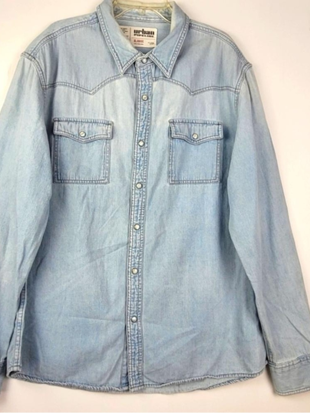 Urban Pipeline Light Blue Denim Button-Down Western Shirt